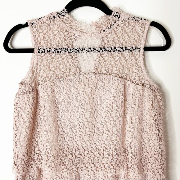 ZARA Women's Mini Dress Lace Crochet Tiered layers Romantic Pink nude Size XS - Picture 5 of 16